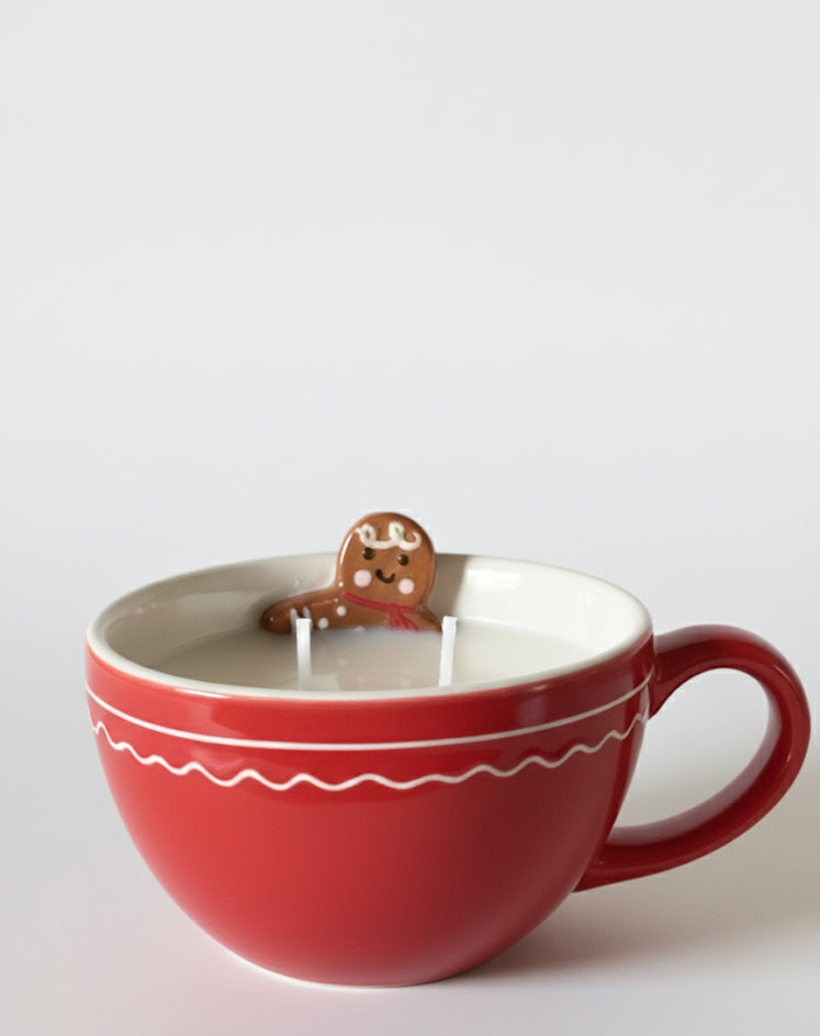 Red Gingerbread Mug Candle – 12oz Double Wick